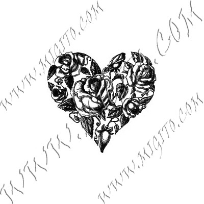 Heart with roses scrapbooking stamp