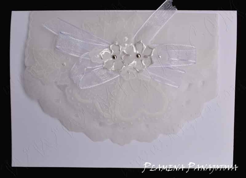 Сърца пергамано ръчно изработена картичка