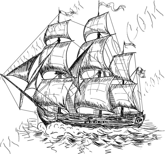 Ship 7 scrapbooking and mixed media stamp