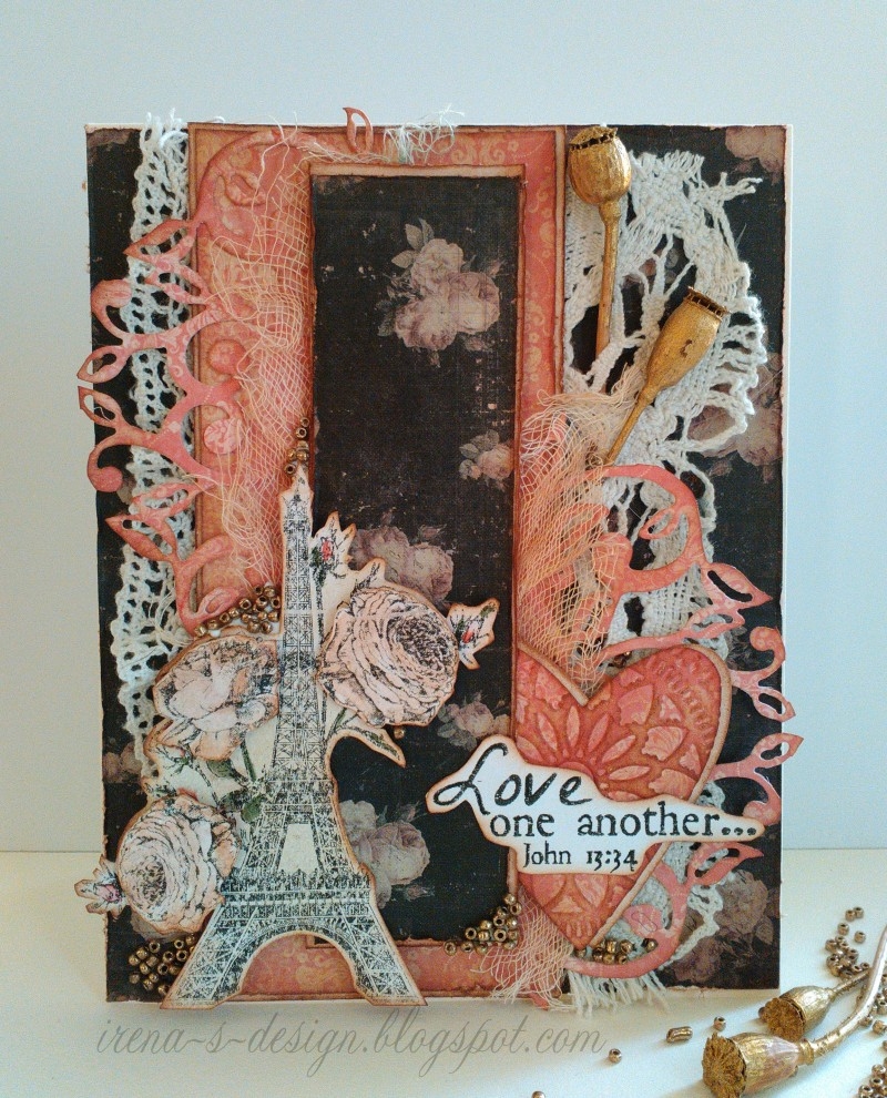 Картичка Любов и още нещо  ръчна изработка миксмедия