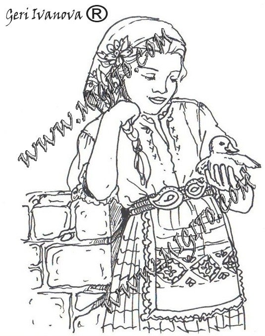 Печат на момиче в народна носия 1