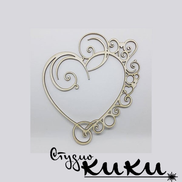 Лазерно изрязана рамка бирен картон сърце 