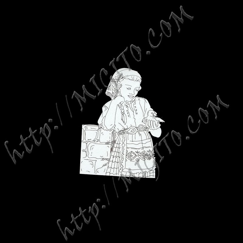 Момиче с пиле възрожденско лазерно изрязано 