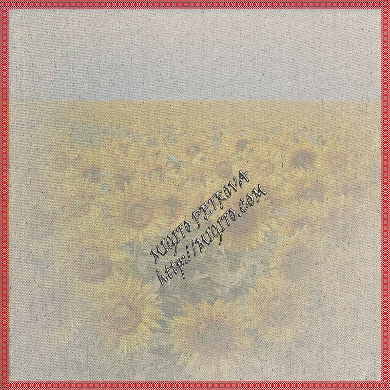 Дизайнерска хартия със слънчогледи и шевица  без състаряване