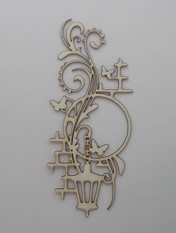 Фонов елемент с ретро лампа лазерно изрязан