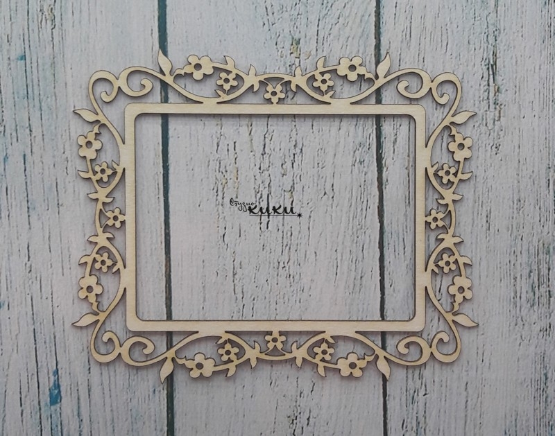 Лазерно изрязана рамка от бирен картон с цветя