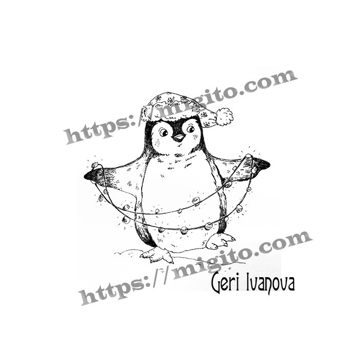 Празничен пингвин печат