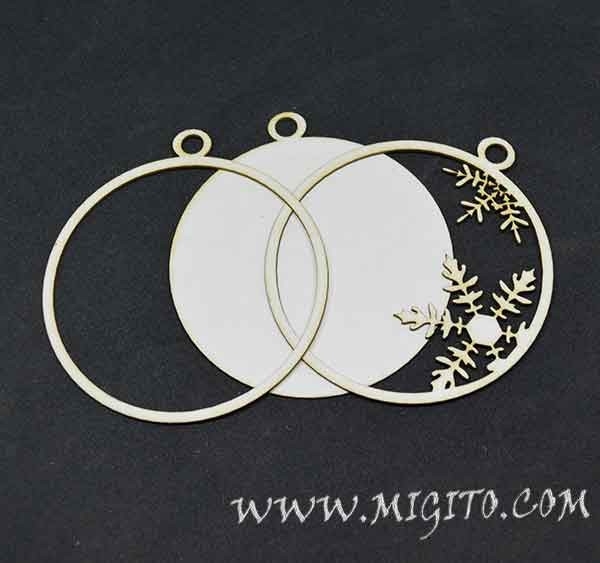 Лазерно изрязана топка бирен картон три елемента снежинки