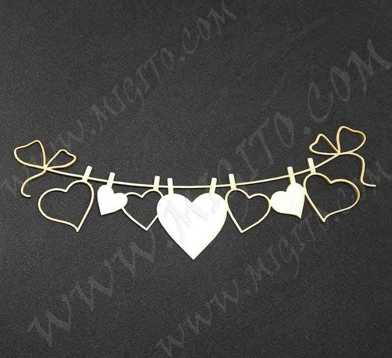 Лазерно изрязан елемент бирен картон сърца 