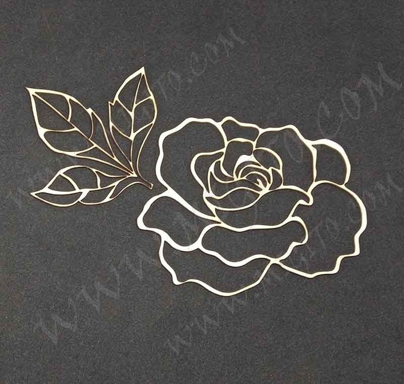 3д елементи роза бирен картон