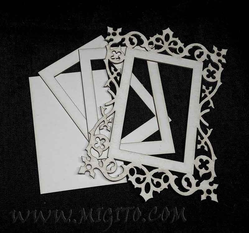 Рамка заготовка чипборд шейкър елемент с малък отвор бирен картон лазеро изрязана