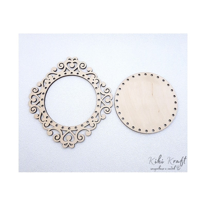 Ажурна рамка за бродерия лазерно изрязана с дупки за панделка