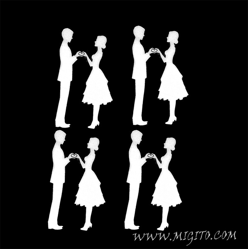 Лазерно изрязан силует на двойка бирен картон