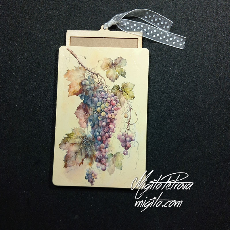 Дървен плик кутия за паричен подарък с грозде