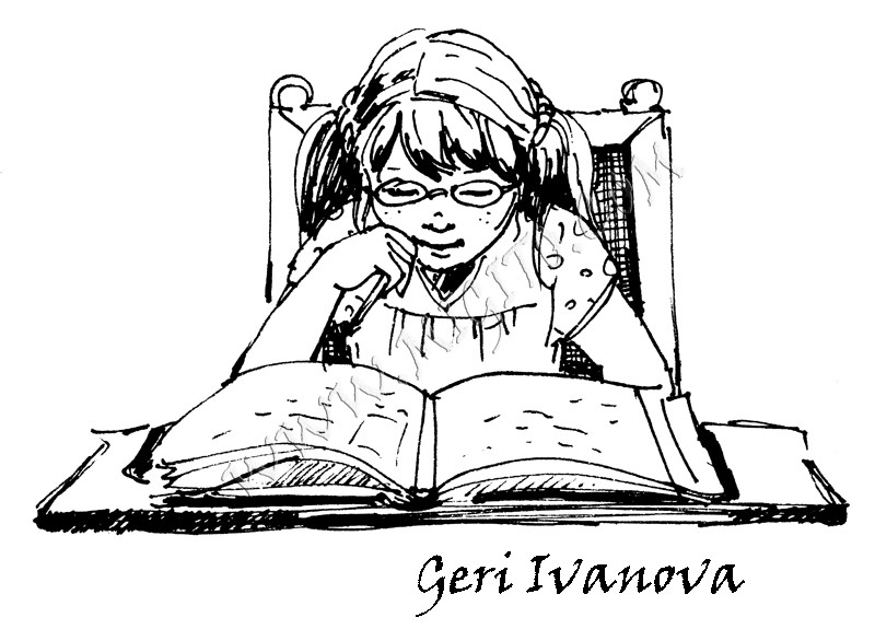 Girl whit book Scrapbooking stamp