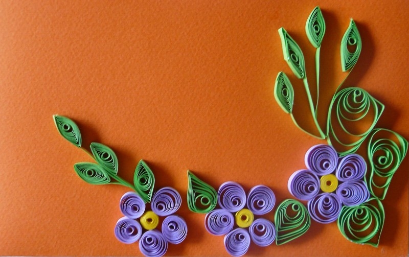 Весели цветя Ръчно изработена картичка с квилинг