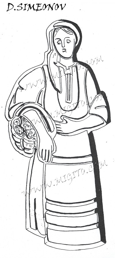 Жена с рози печат