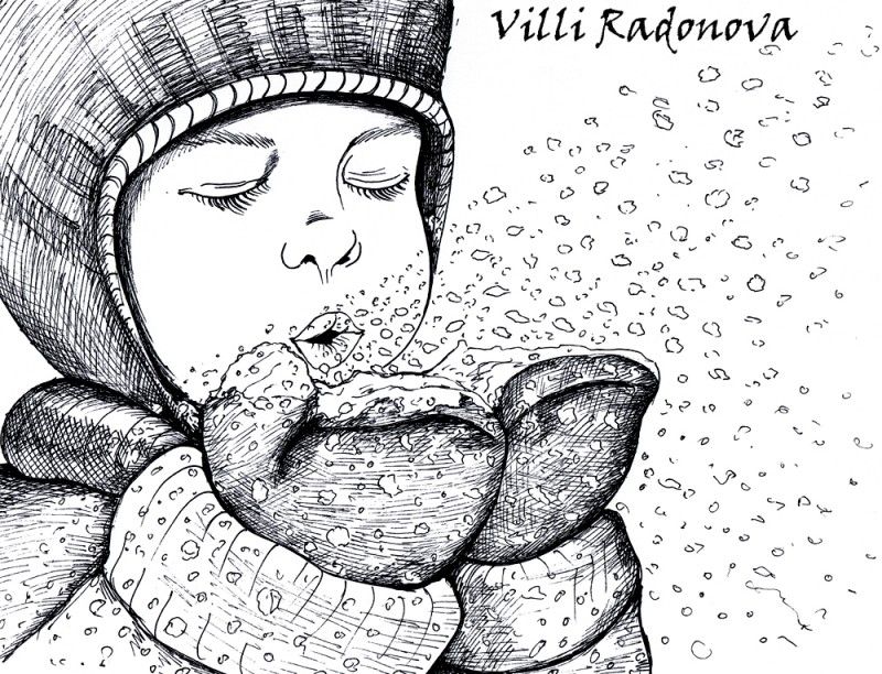 Сняг се сипе скрапбукинг печат